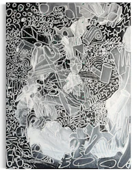 a black and white painting on a wall